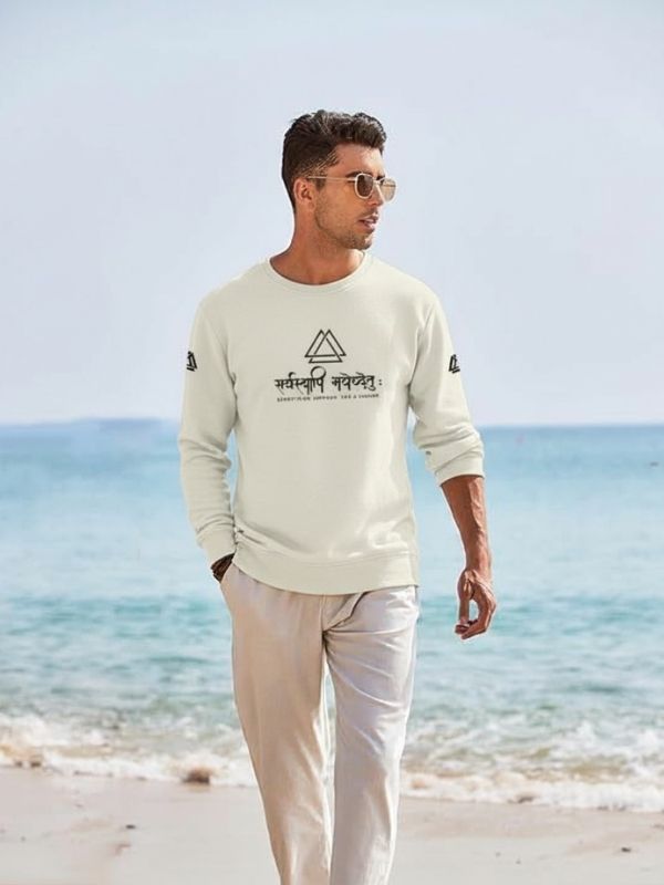 Men's Spiritual Graphic Sanskrit Motto Crewneck Sweatshirt